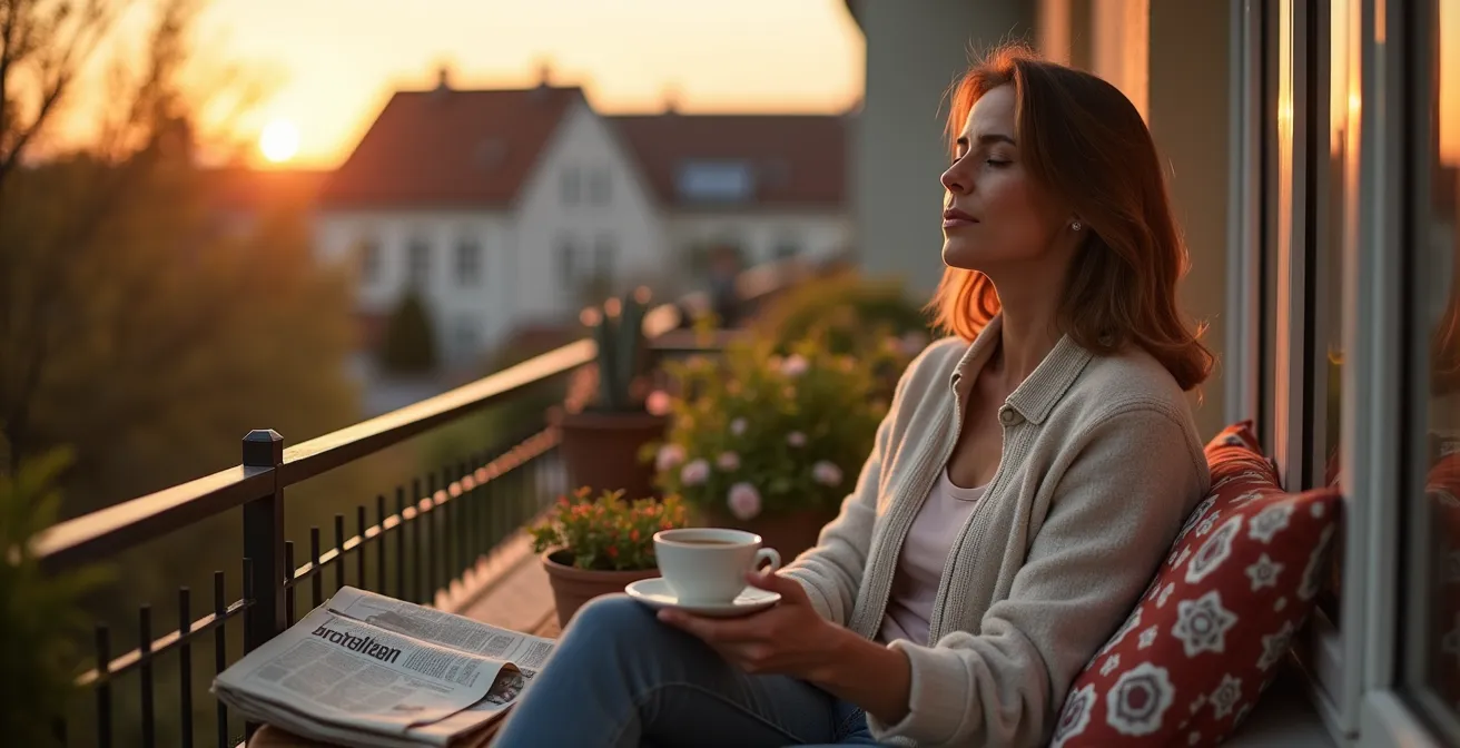 Ruhige Feierabendszene mit Person in entspannter Atmosphäre