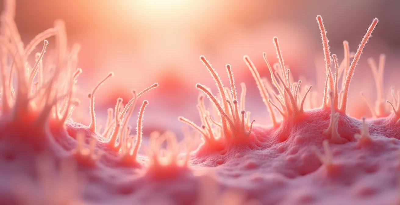 Mikroskopische Darstellung der Regeneration von Flimmerhärchen in den Bronchien