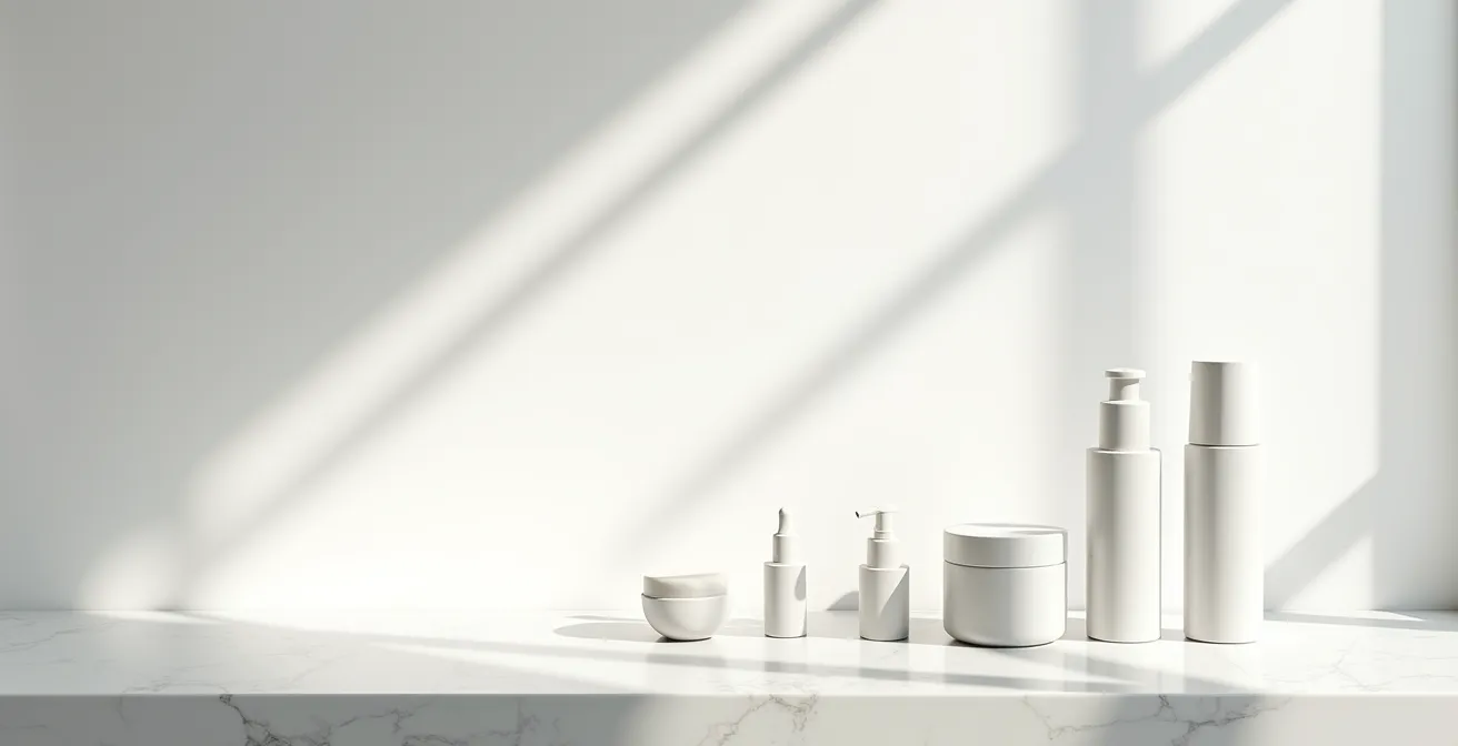 Minimalistische Darstellung der Hautpflege-Schichtung