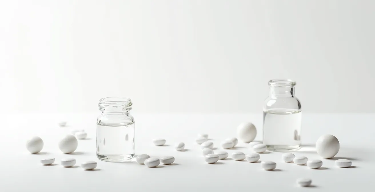 Verschiedene homöopathische Darreichungsformen in minimalistischer Anordnung