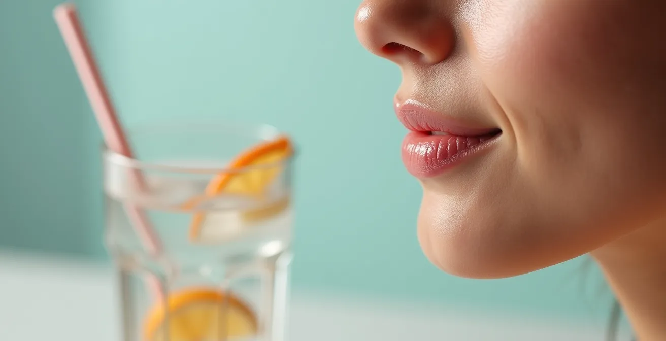 Nahaufnahme von entspannter Kiefermuskulatur und alternativen oralen Fixierungen