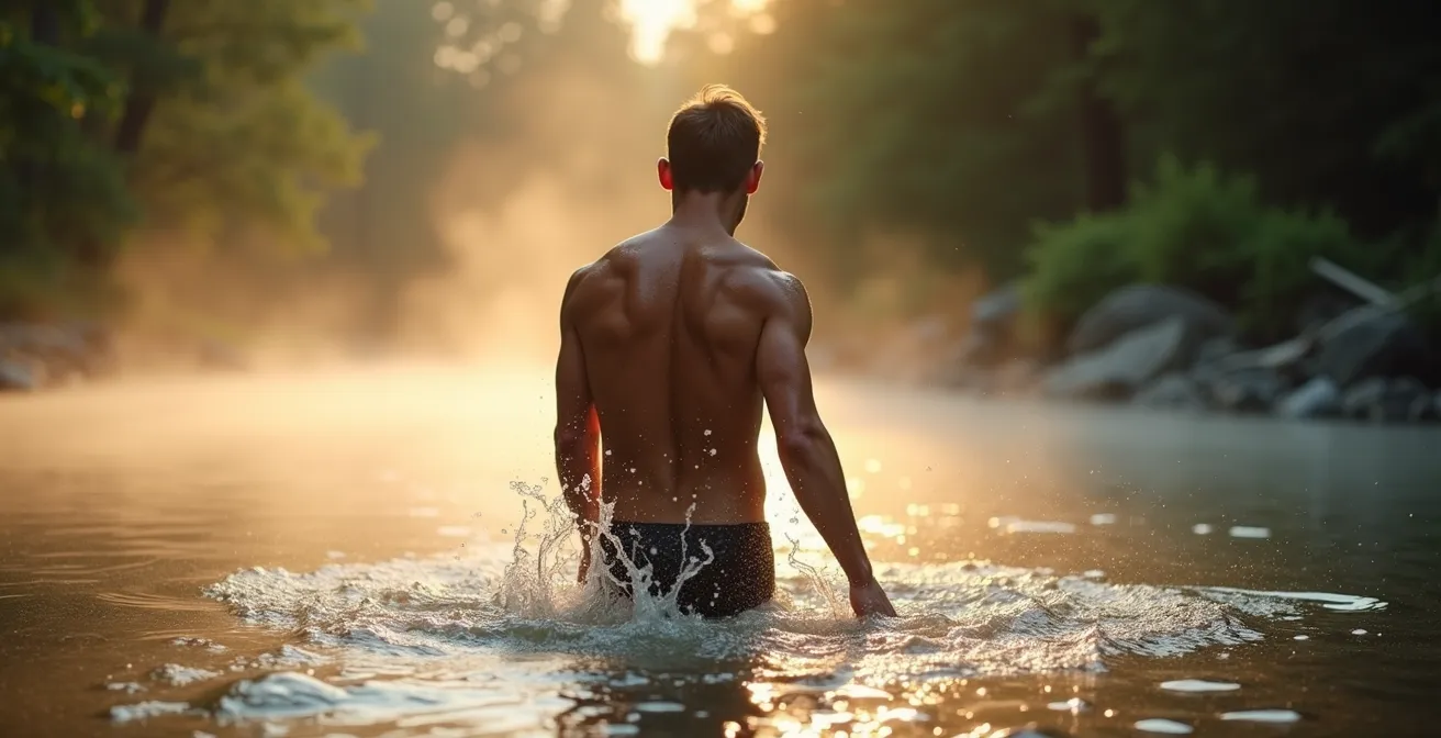 Traditionelle Kneipp-Wassertherapie mit Kältereizen in natürlicher Umgebung