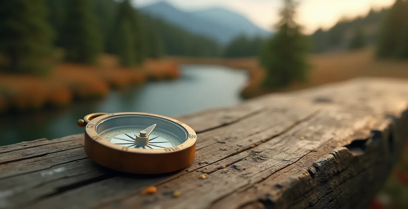 Symbolische Darstellung eines Navigationskompass mit verschiedenen Wegweisern für Rauchentwöhnung in Deutschland