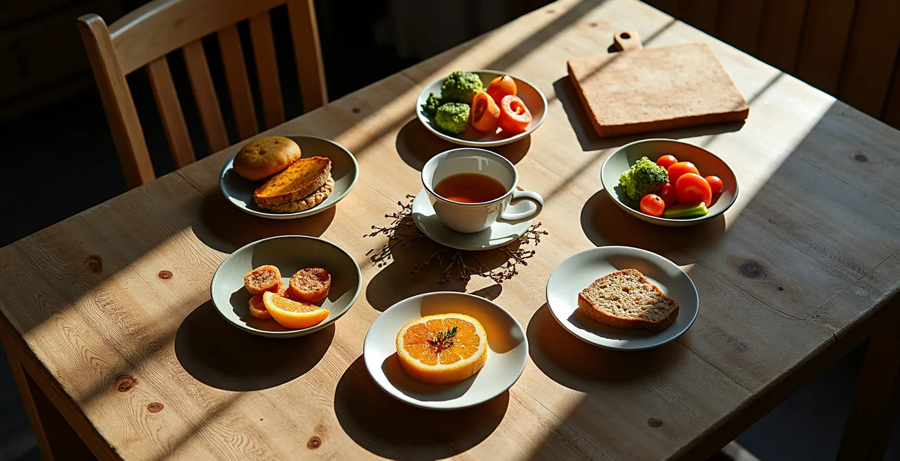 Visueller Tagesablauf mit optimalen Essenszeiten nach Rauchstopp