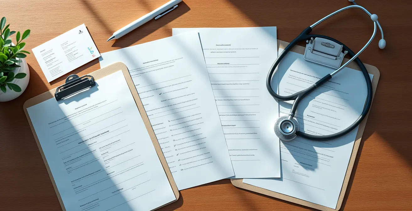 Vorbereitung für Raucherentwöhnungs-Konsultation mit Dokumenten und Checkliste