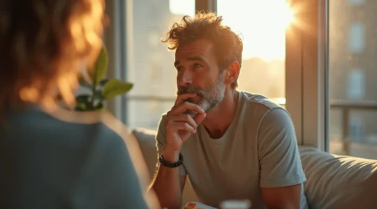 Illustrative Darstellung eines modernen Ex-Rauchers mit zuckerfreiem Kaugummi und Alternativen zum Rauchen