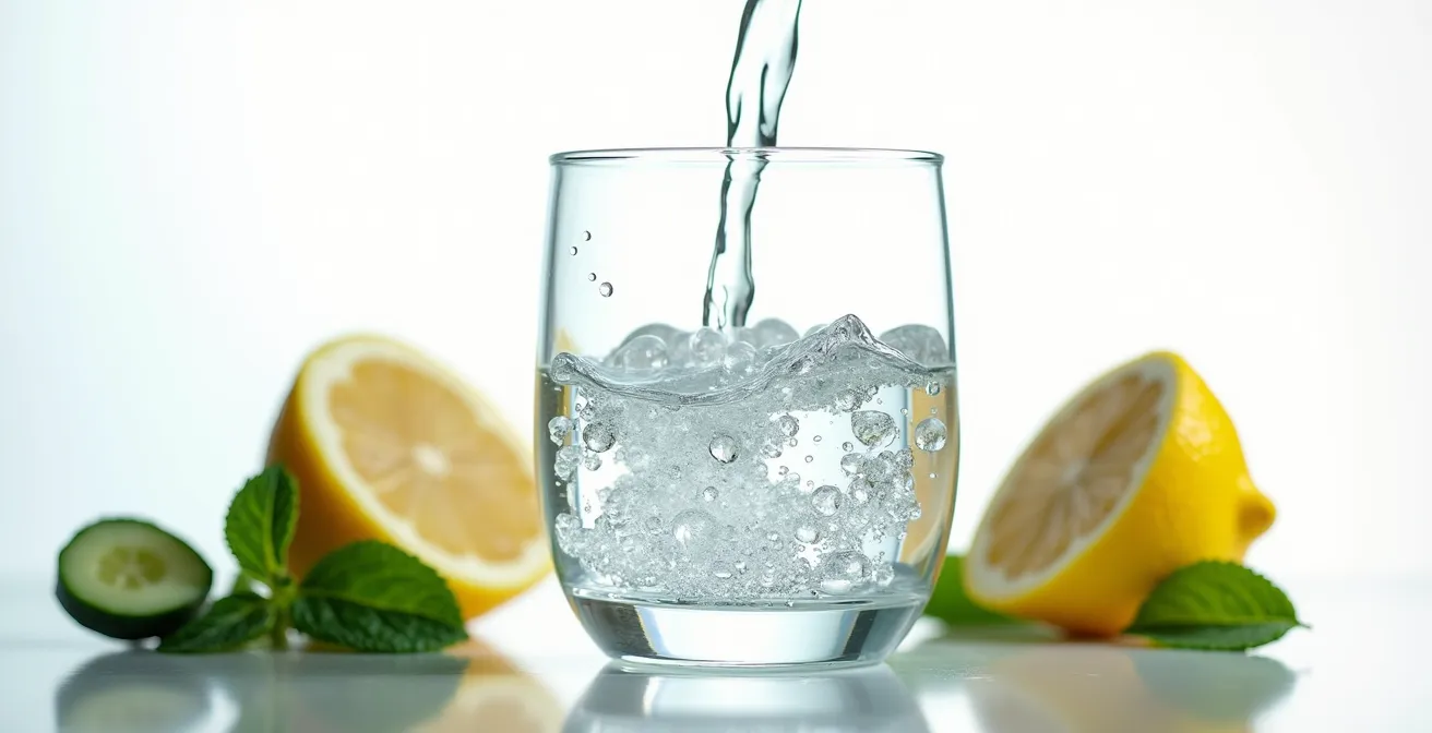 Nieren und Wasserglas symbolisieren Entgiftungsprozess