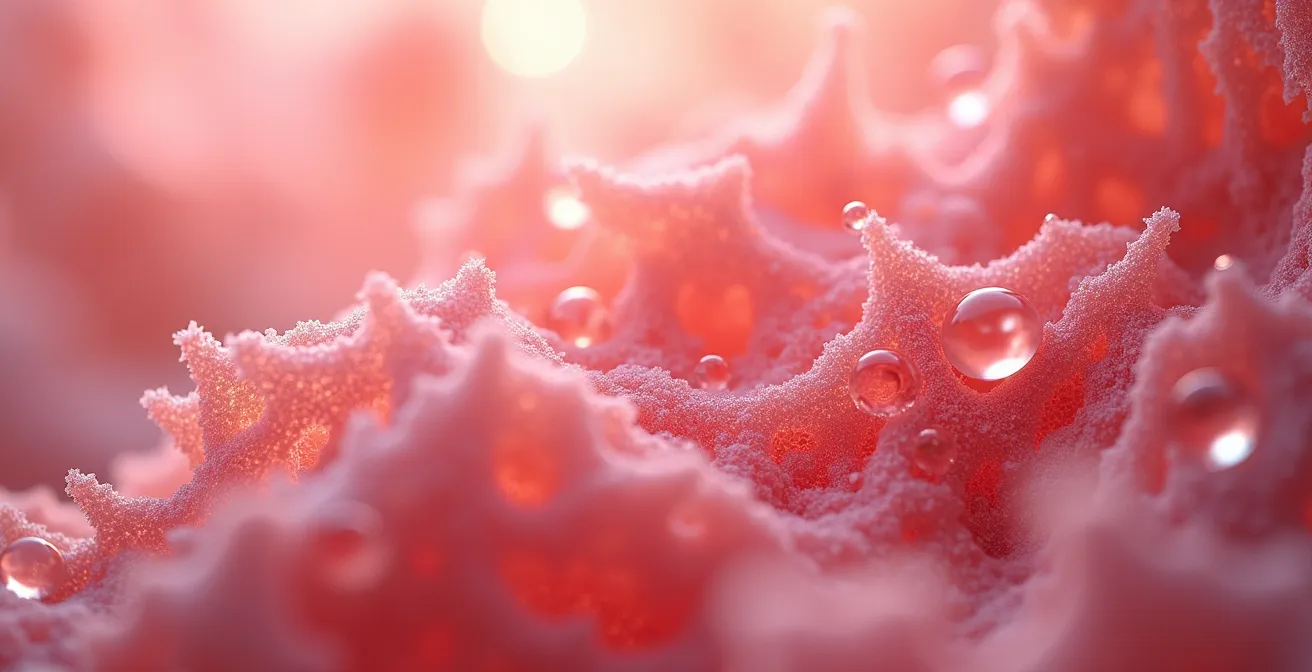 Extreme Nahaufnahme regenerierter Lungengewebe-Strukturen